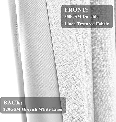 Miniatura 4 de Cortinas opacas de lino de 50 pulgadas de ancho x 63 pulgadas de largo, paneles de cortina con ojales para sala de estar, dormitorio, baño, cocina,