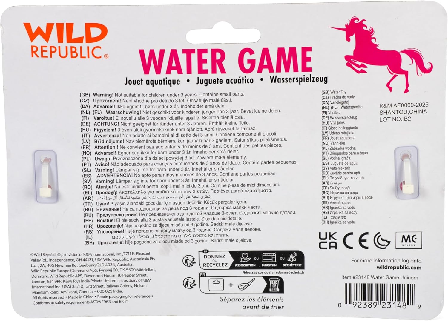 Wild Republic Water Games Unicorn, Sensory Toys, Kids Gifts, Hand Held Toys, Unicorn Party Favors, 6"