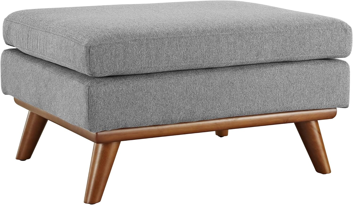 Ergode Engage Ottoman | Curved Design | Plush & Relaxing | Sturdy Rubberwood Frame | Expectation Gray
