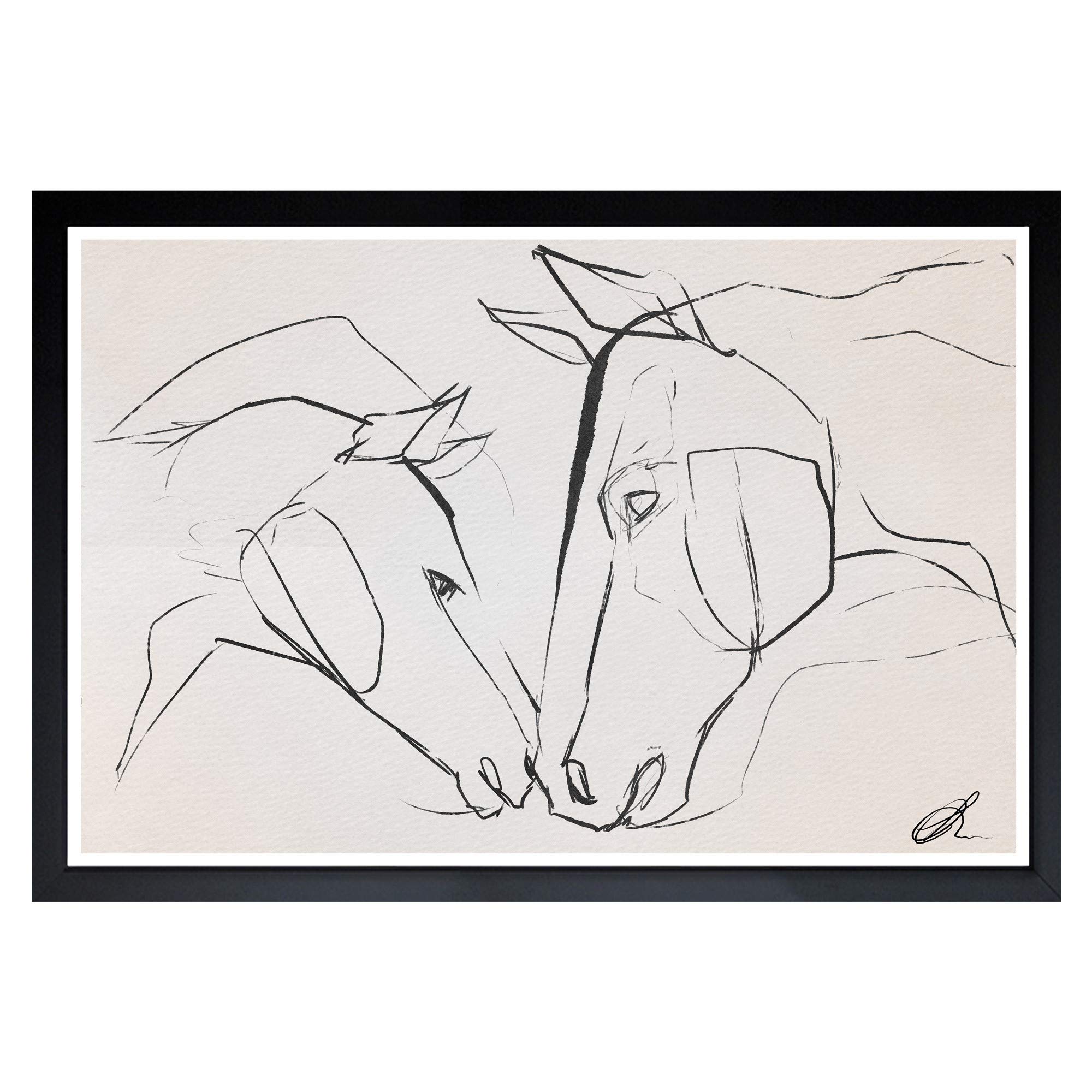 Wynwood StudioAnimals Framed Wall Art Prints 'Mother and Colt II' Home Décor, 19" x 13", Black, White