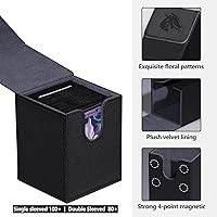 Vista 4 de MTG - Caja de cartas para Commander Deck Box con 2 divisores, caja de almacenamiento de tarjetas para más de 100 tarjetas de una sola manga, soporte