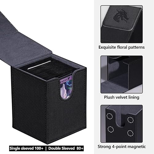 Miniatura 4 de ArtBoutiq Caja de cartas para Commander Deck Box con 2 divisores, caja de almacenamiento de tarjetas para más de 100 tarjetas de una sola manga,