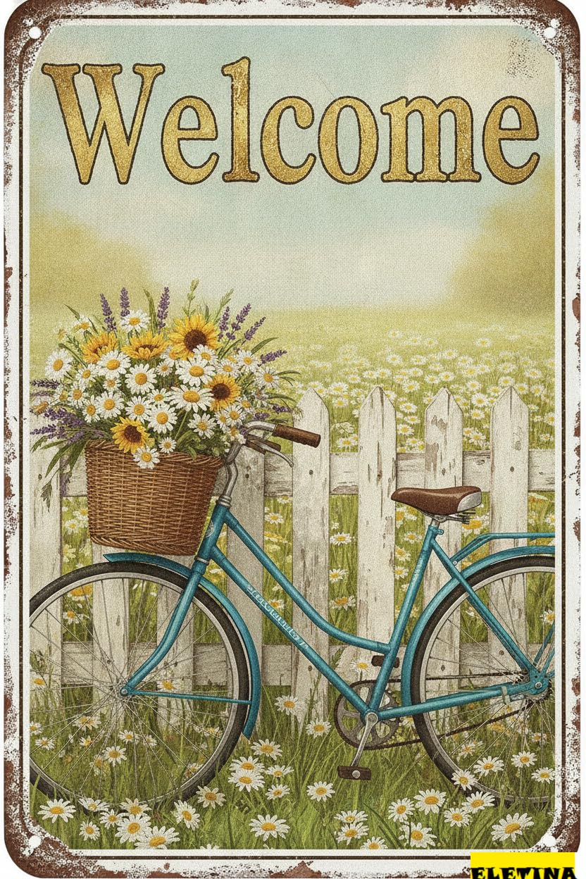 Personalized Sign for Man Cave Spring Garden Vintage Tin Bike Welcome Gardening Metal Home Garden Greenhouse Living Room Bedroom Outdoor Decor 8x12in Private Property Decorative