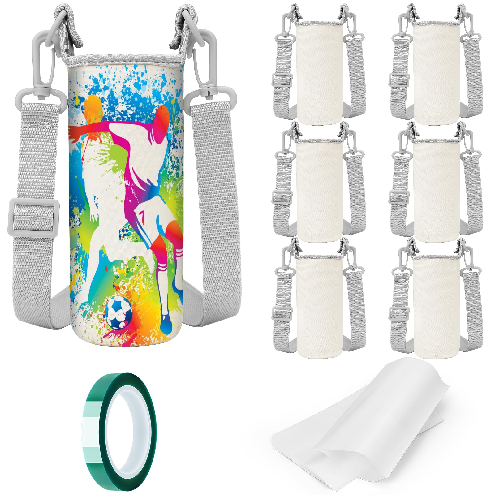 13PCS Sublimation Water Bottle Carriers Bag Blanks 26oz Insulated Neoprene Water Bottle Holder Crossbody Water Bottle Sleeve Pouch Cover for 750ml with Adjustable Strap for Adult Kids Hiking