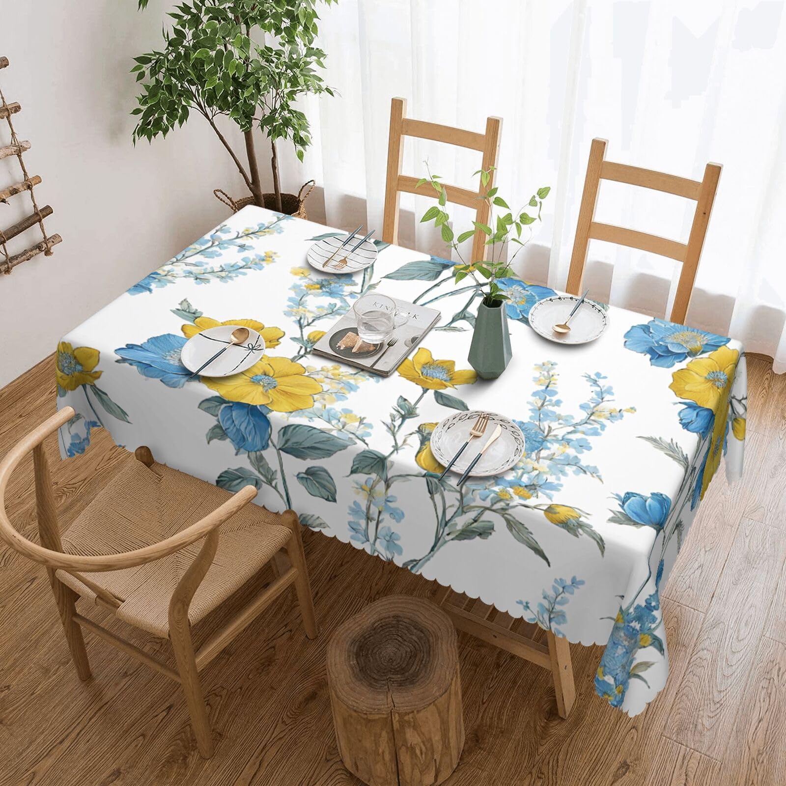 Nappe rectangulaire imperméable bleue de table