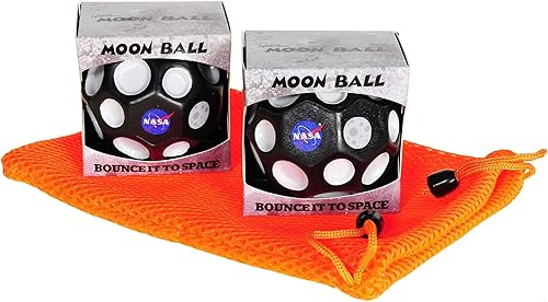 Miniatura 2 de Waboba Paquete de 2 bolas de luna de alto rebote de la NASA con bolsa naranja