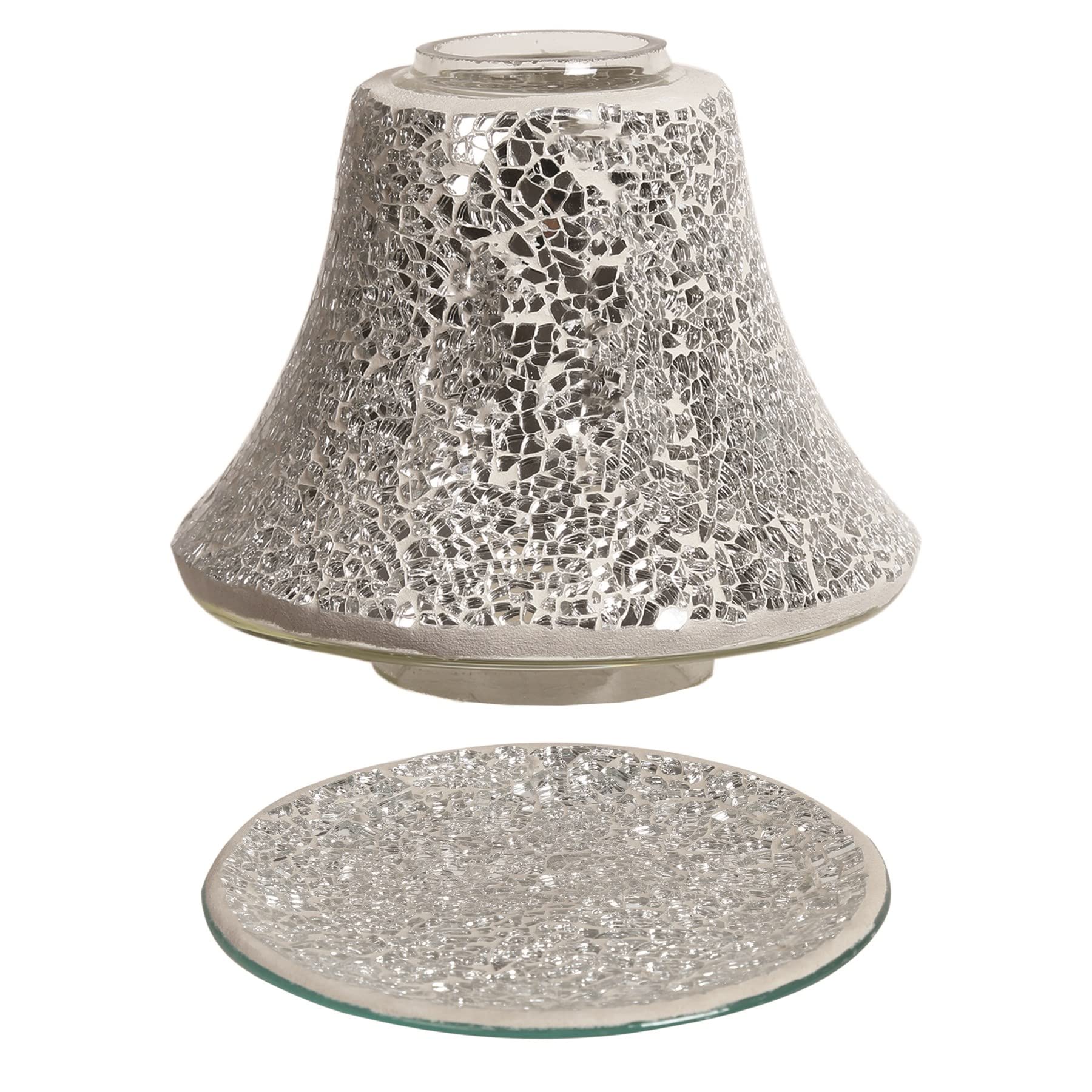 Crusader LimitedAroma Jar Candle Shade & Plate Set - Silver Crackle