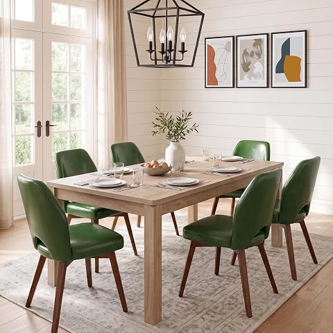 BERRY NEST US BERRY NEST Dining Chairs Set of 6, Upholstered Kitchen Chairs, Dark Green