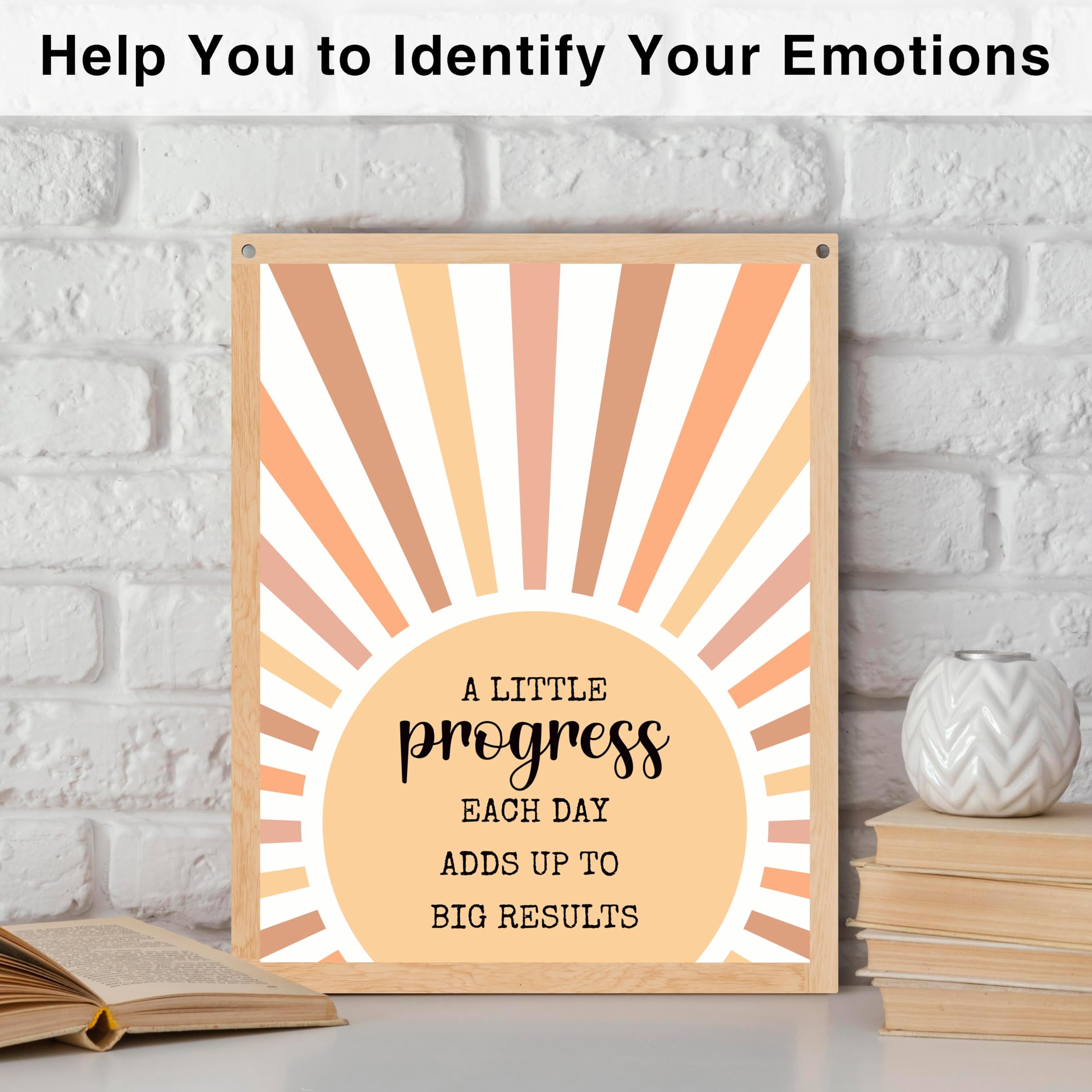 Boho Sunshine Mental Health Wall Art Poster - 12x16 Inch Inspirational Quote With Hanger Frame For Nursery, Office