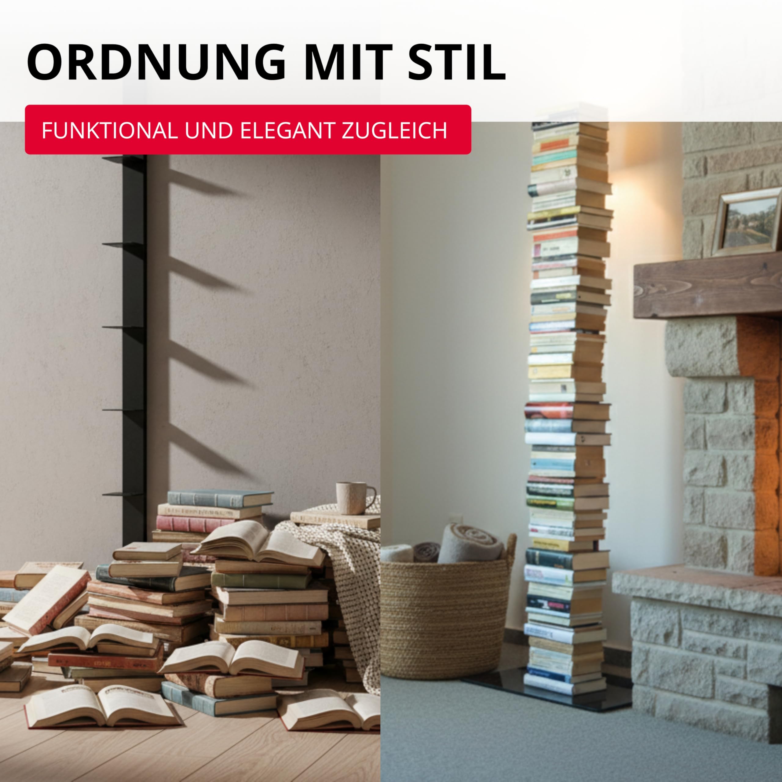 Radius Design Booksbaum Single Stand Groß Silber – Standregal aus pulverbeschichtetem Stahl, 170,5 cm hoch, platzsparendes Bücherregal mit Fuß & Einlegeböden, modernes Design (735C)