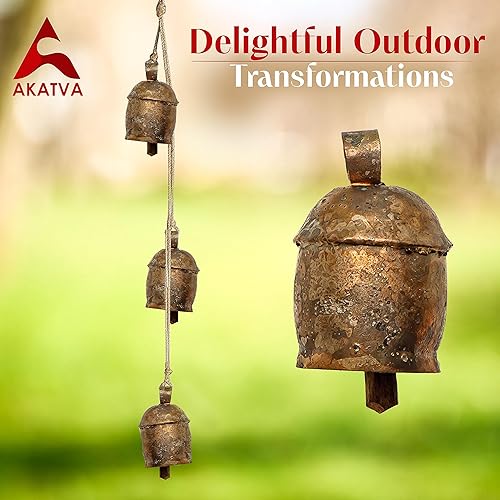 Miniatura 7 de Akatva Campanas de Navidad para decoración  Campanas de vaca para decoración navideña rústica  Campanas doradas para decoraciones navideñas