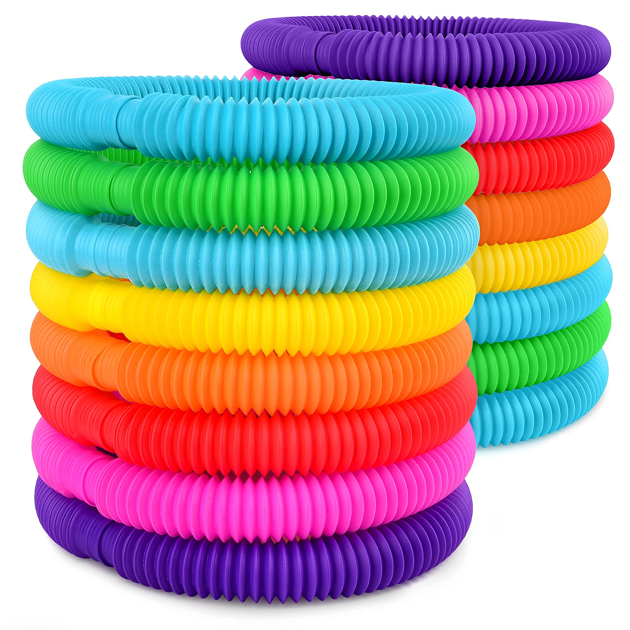 HARIKRUPEX Fidget Pop Tube Toys for Kids Pop it Fidget Pack of 12 Pcs Music Pipe Stress Anxiety Relief Sensory Bendable Stimming Toy Adjustable Toy Multicolored Fidget Multicolor