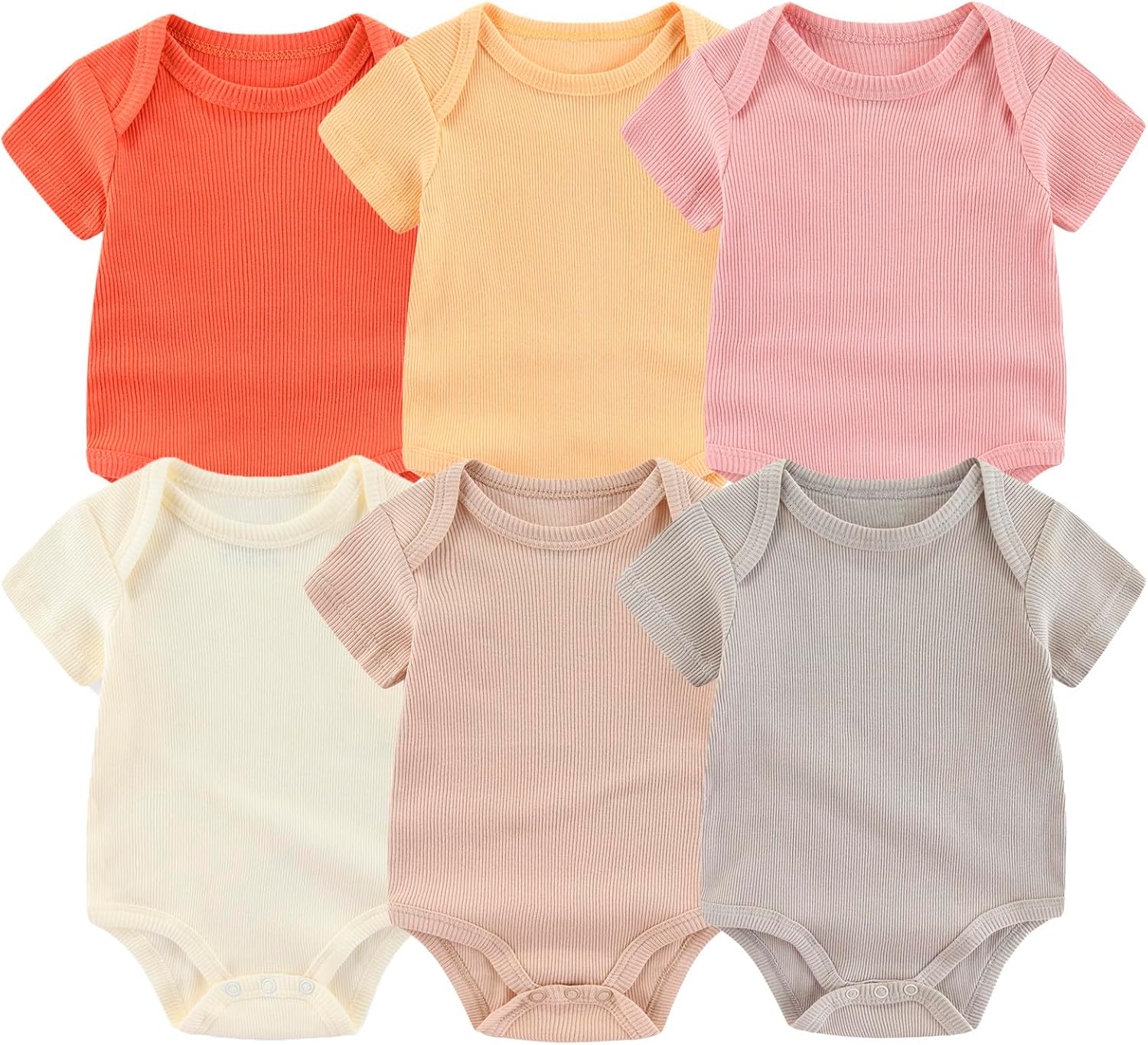 Newborn Baby Boy Girl Short Sleeve Bodysuits Cotton One-Piece Baby Clothes 6-Pack