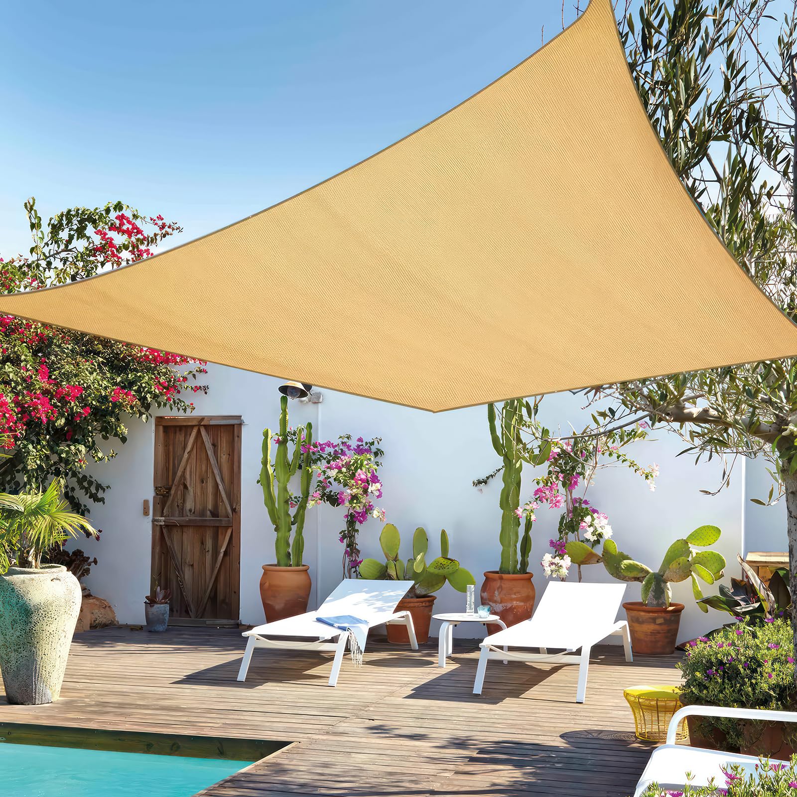 Voile d'ombrage rectangulaire 3x4m beige avec protection UV et cordes