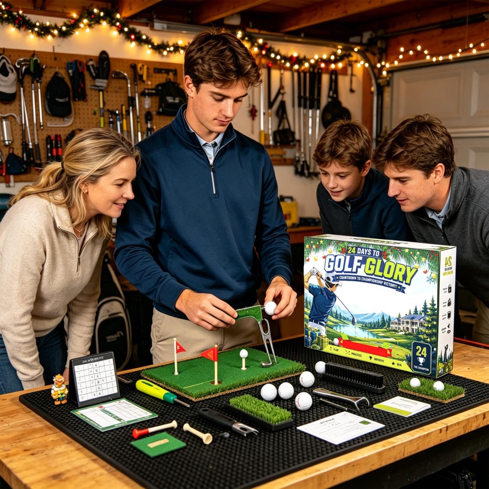Golf Christmas Advent Size Cardboard Paper | 24 Days Countdown Calendar