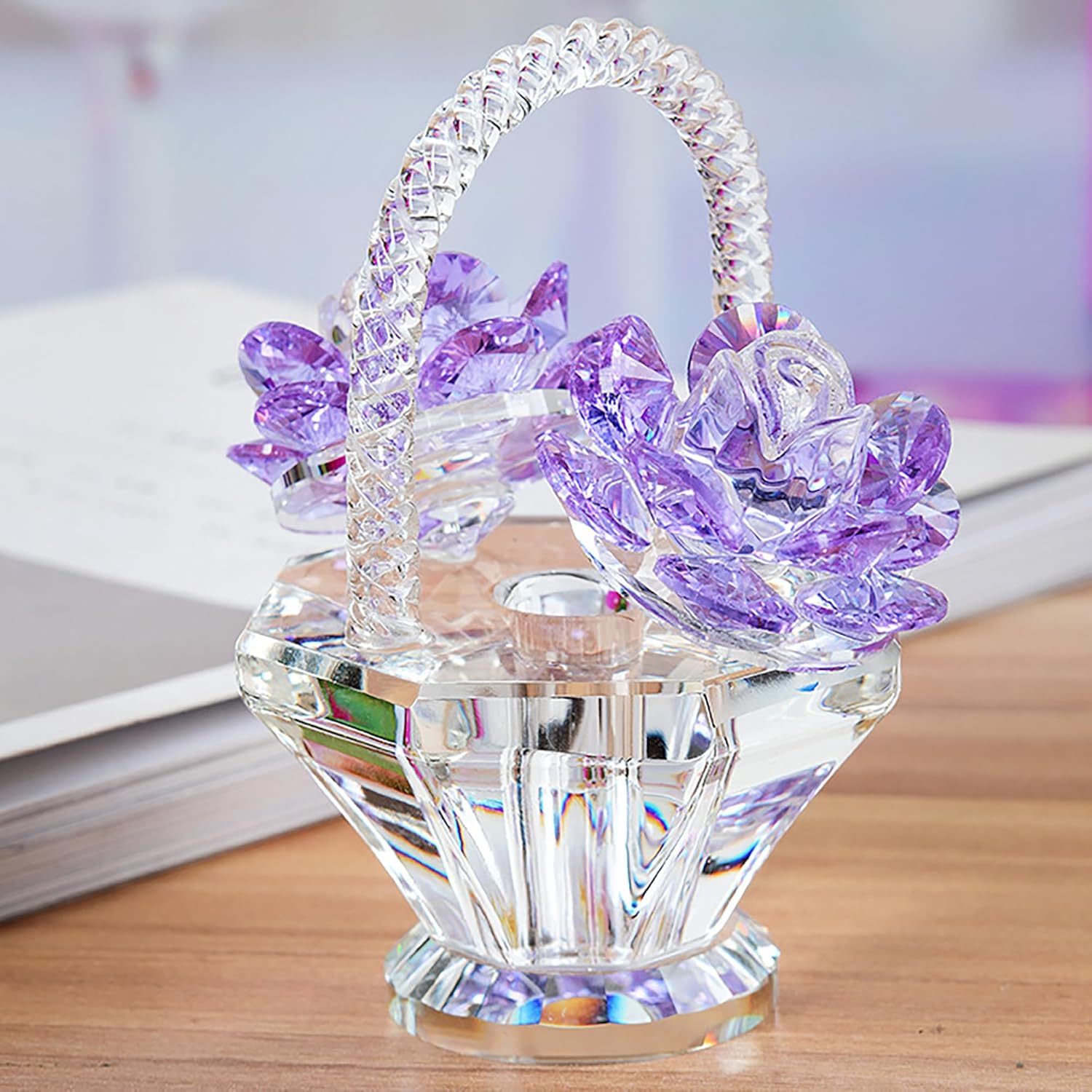 ZHSHWAT Gifts for Women, Crystal Green Rose Bouquet Statue Collectible, Gifts for Mom,Wife,Wedding Anniversary,Mothers Day,Valentines Day Birthday Gifts for Her