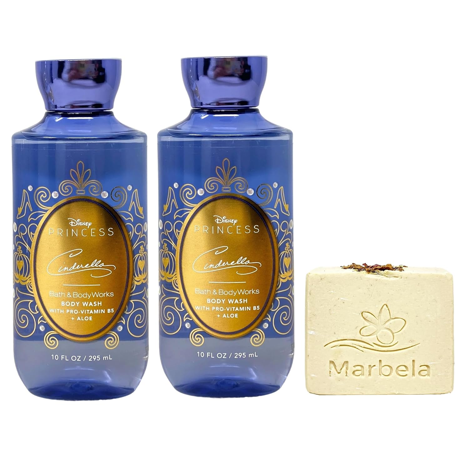 Bath & Body Works Limited Edition Princess Collection Cinderella 2 Pack Body Wash Bundle with a Creamy Rose Bar Soap - Full Size