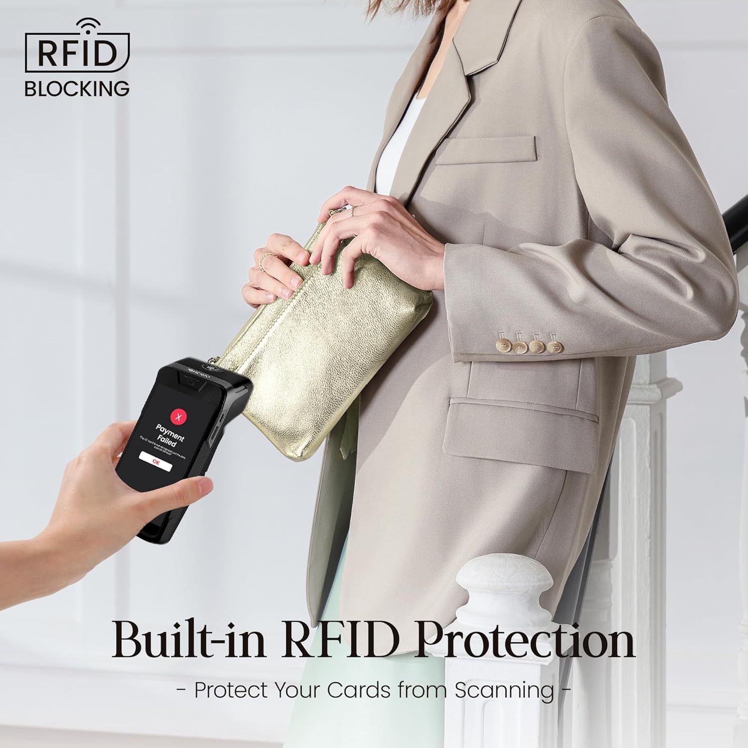 befen Genuine Leather Wristlet Clutch Wallet Purses with RFID Blocking, Small Crossbody Bags Shoulder Handbag for Women