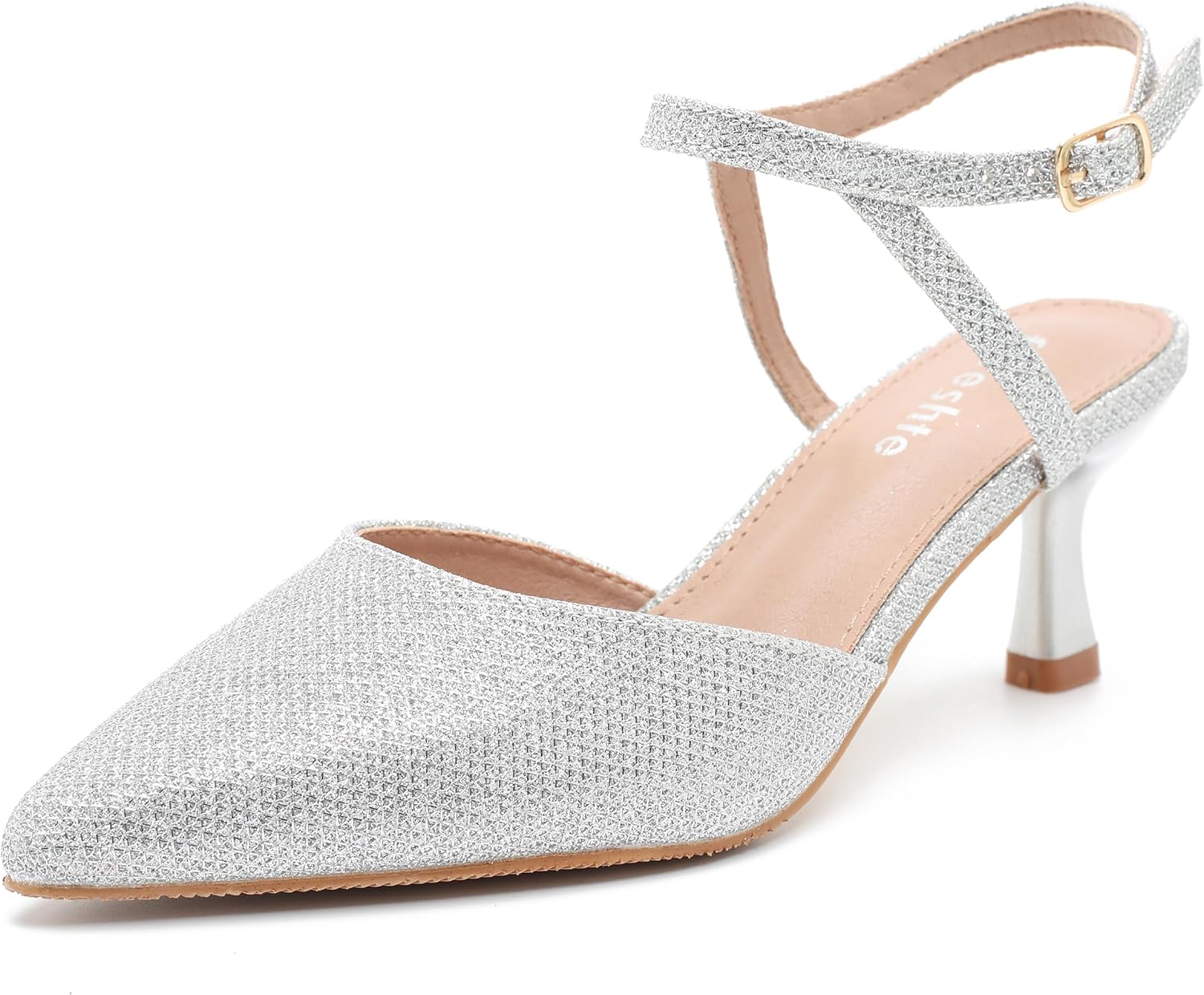 fereshte Women's Pointed Toe Ankle Strap Heels, Kitten Heel Pumps, Slingback Sandals