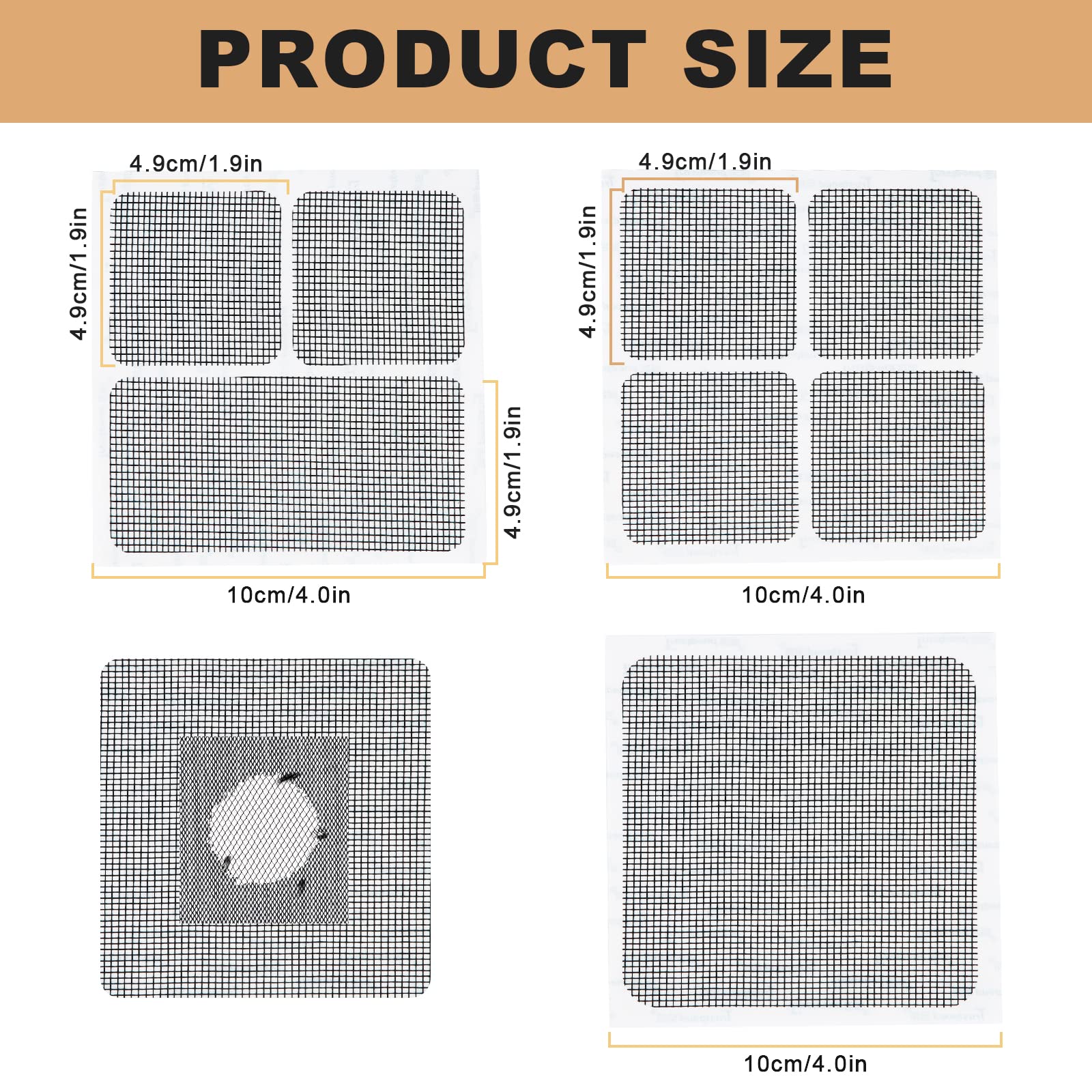 20-Piece Window Screen Repair Patch Kit – Self-Adhesive Fiberglass Mesh, 5 Styles & 7 Sizes, For Doors, Tents, And Nets (Gray)