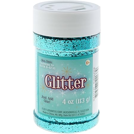 Sulyn Turquoise Glitter Jar, 4 Ounces, Non-Toxic, Reusable Jar with Easy to Use Shaker Top, Multiple Slot Openings for Easy Dispensing and Mess Reduction, Turquoise Blue Green Glitter, SUL51137
