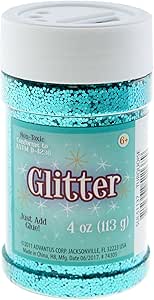 Sulyn Turquoise Glitter Jar, 4 Ounces, Non-Toxic, Reusable Jar with Easy to Use Shaker Top, Multiple Slot Openings for Easy Dispensing and Mess Reduction, Turquoise Blue Green Glitter, SUL51137