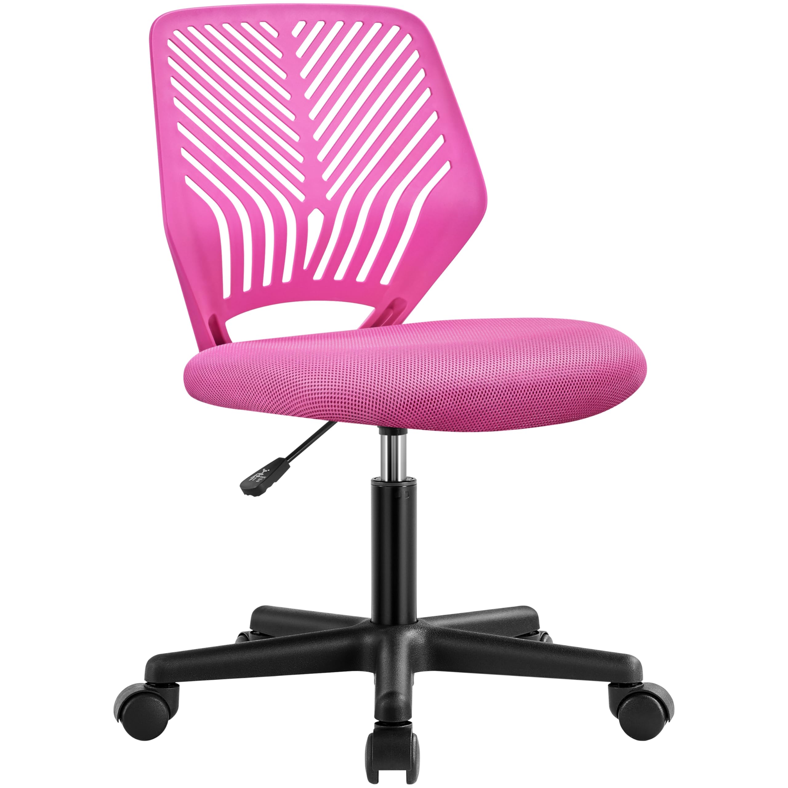 Yaheetech Silla Escritorio de Oficina Ergonómica Silla Giratoria Altura Ajustable sin Reposabrazos Asiento Malla Rosa