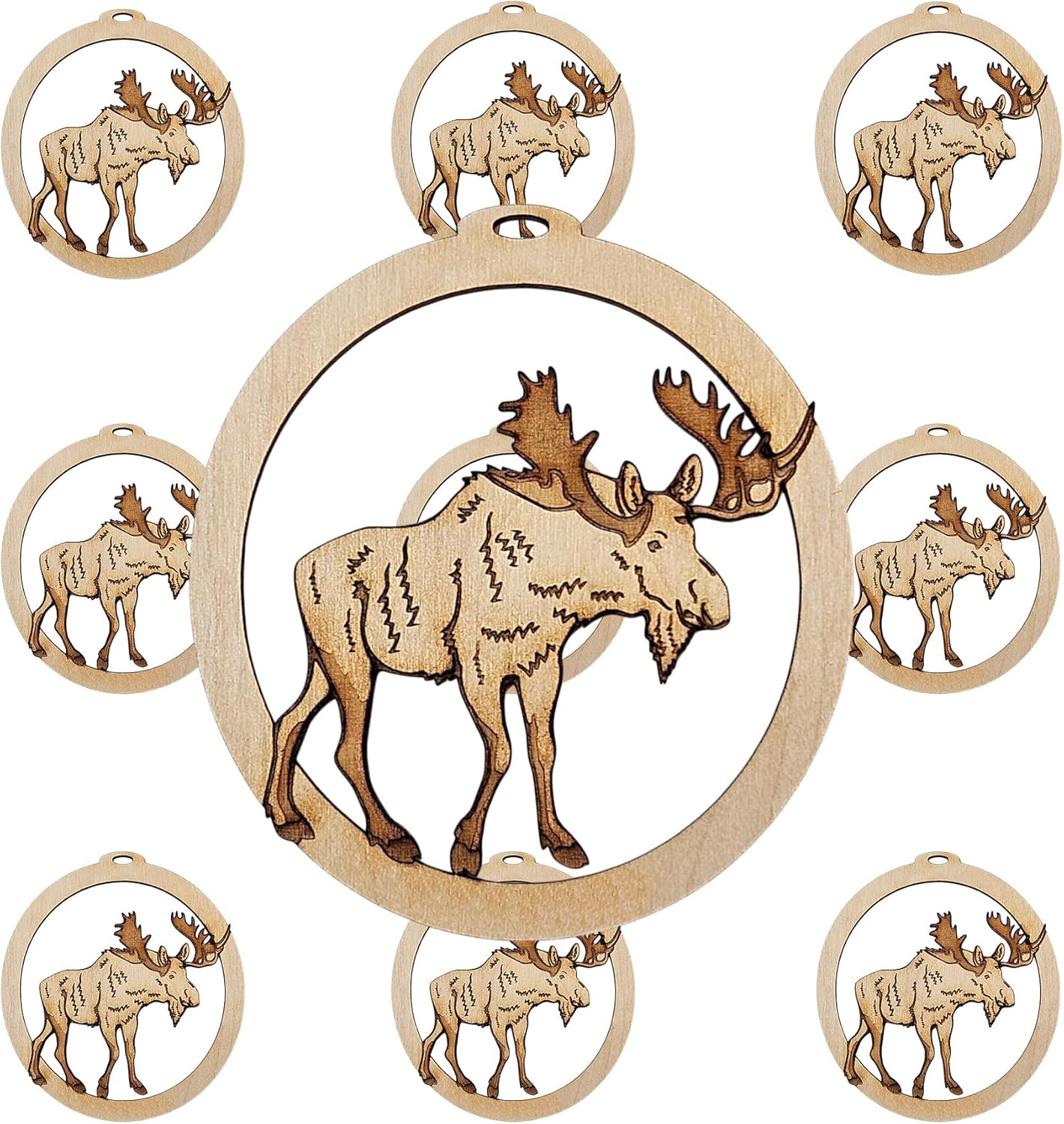 10PK Personalized Moose Ornament for Christmas Tree, Woodland Animal Christmas Ornaments, Moose Themed Gifts for Women, Men, Hunters, Teens