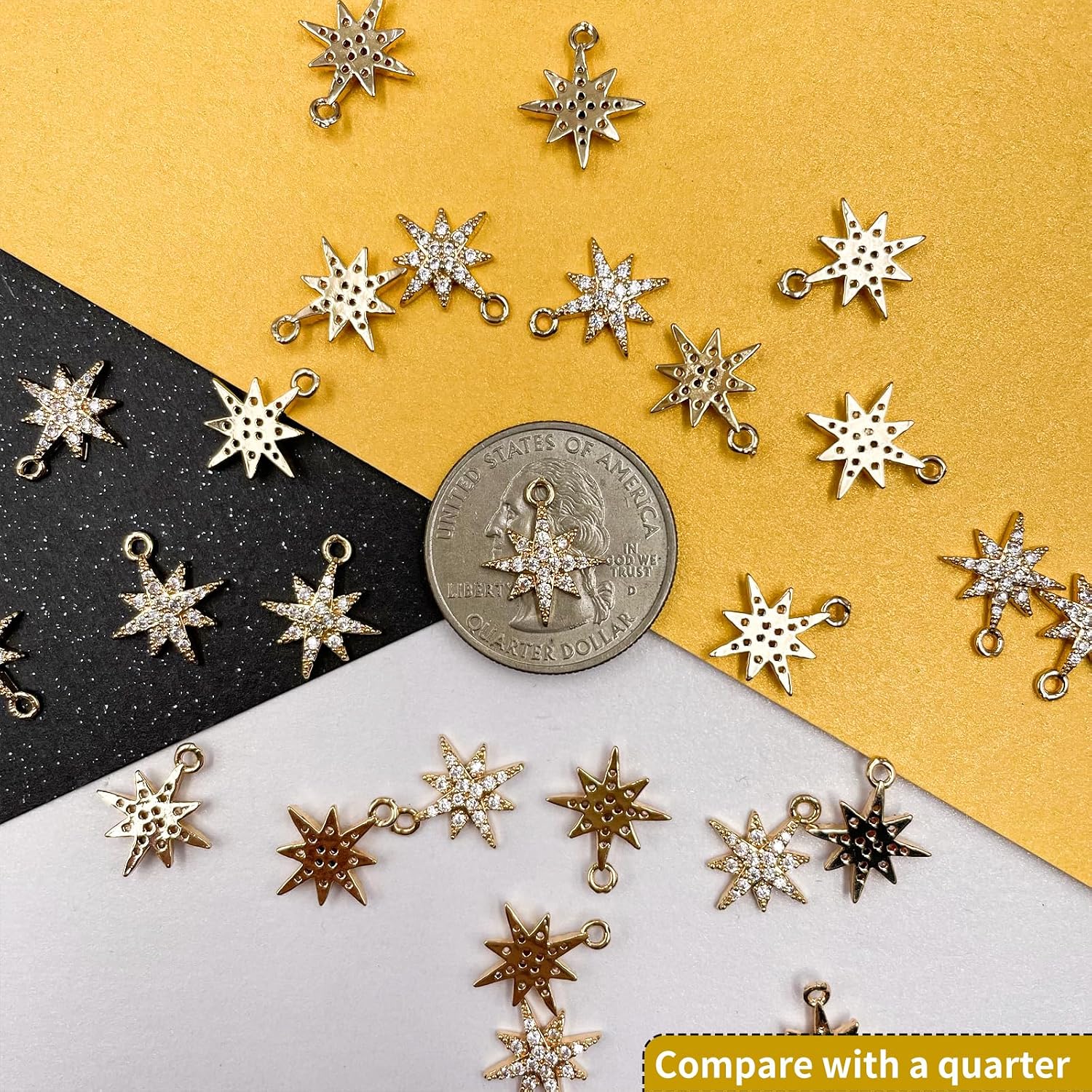 Crystal Zirconia Rhinestone Gold Brass Charms image 4