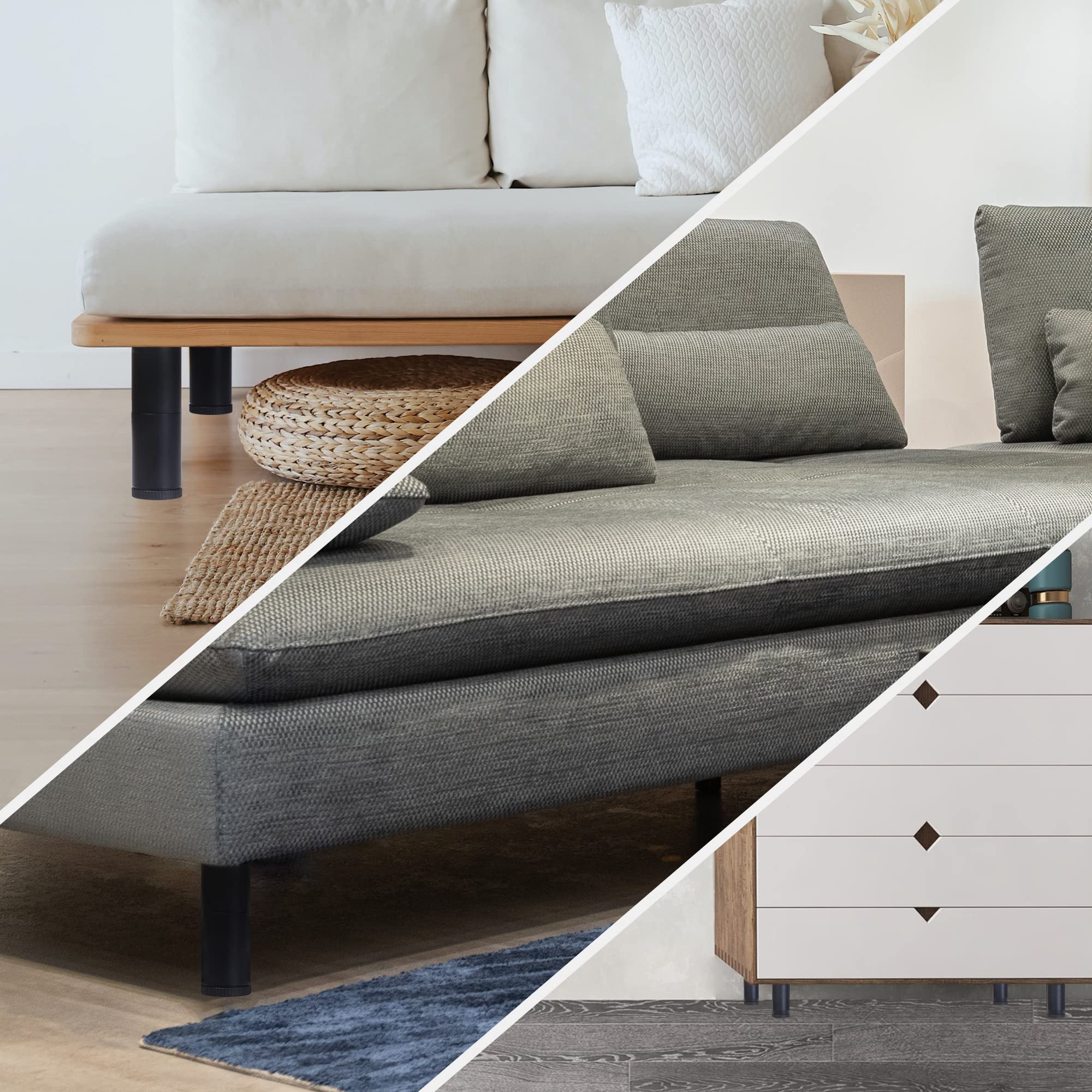 Skuehod Replacement Bed Legs for Adjustable Bed, Bed Frame Support Feet Extendable Set of 4, Fit for M8 Screw Threading Only