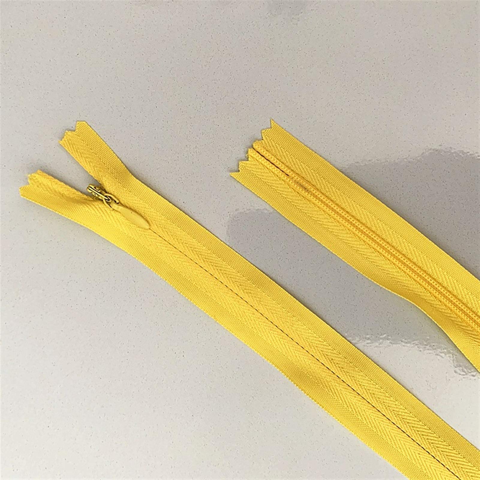 Plastic Zipper 10pcs 3# Concealed, Nylon Sewing Zip Ring, 20-60cm(Yellow,35cm)