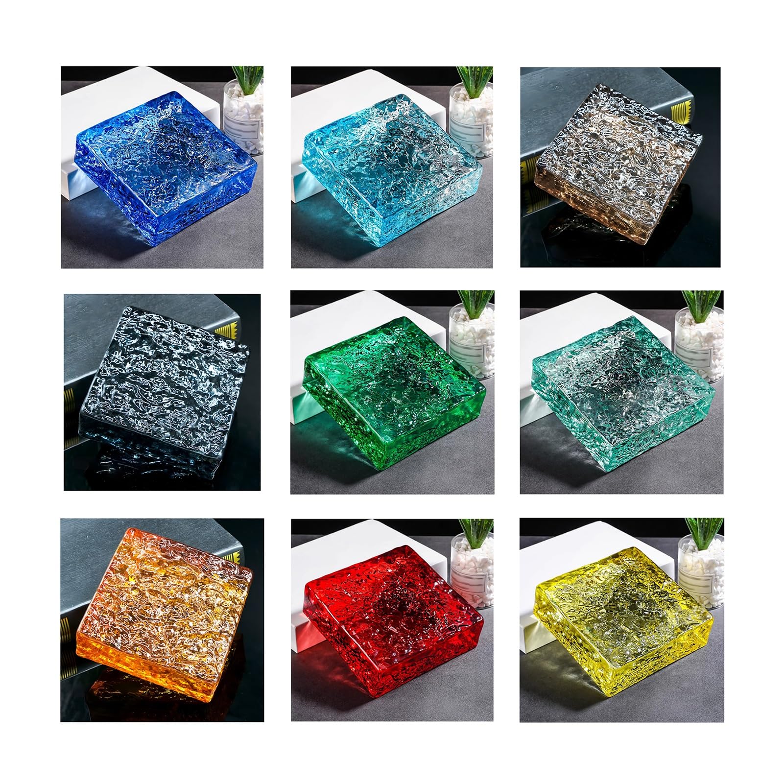 Bloki szklane bloki do dźwiękoszczelnych ścian prywatności, 9 sztuk cegieł dekoracyjnych 9 x 9 x 4 cm do przegrody w biurze