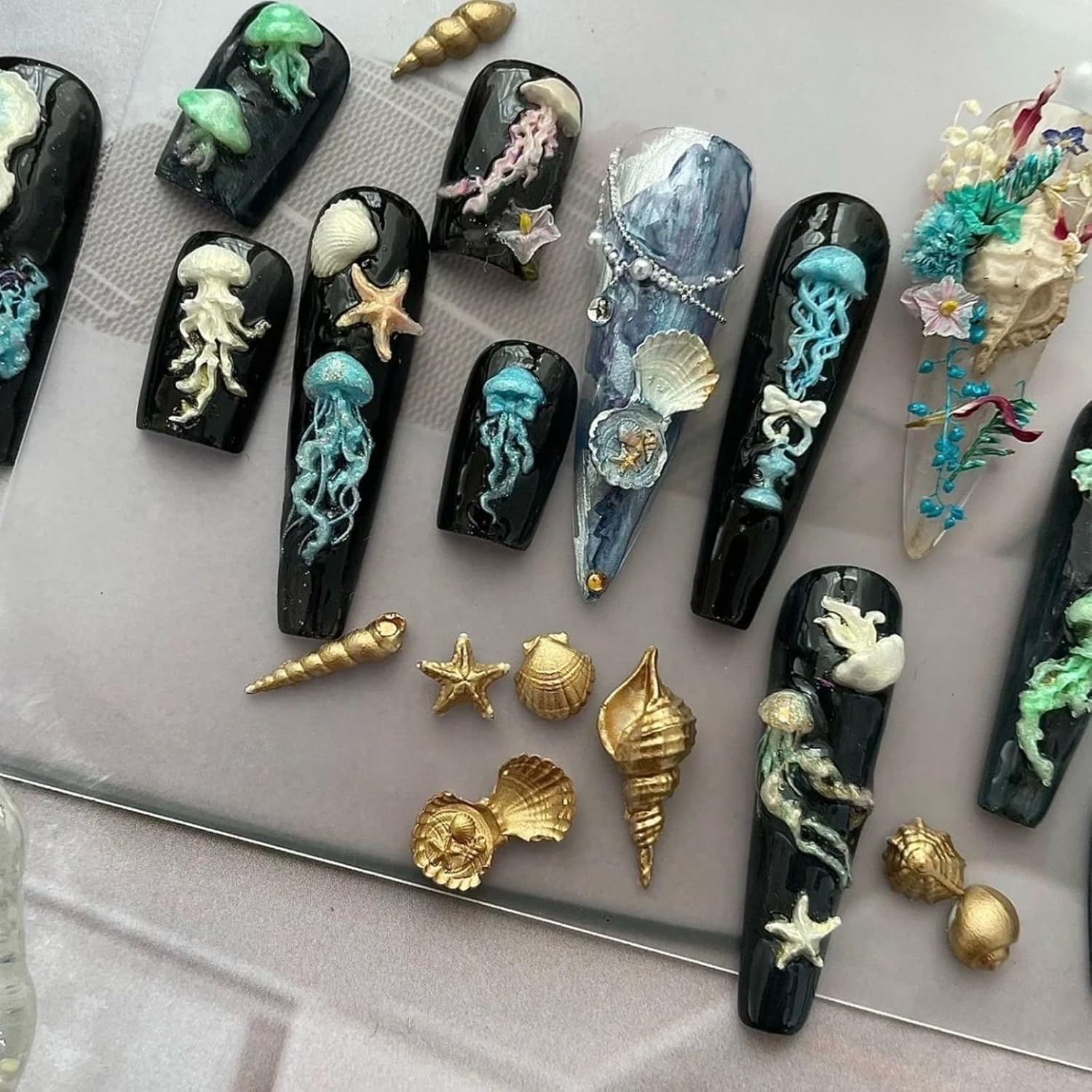 Sea Series Nails Art Mold Silicone Manicure Tool with Easy Demolding Feature for Home Salon Design Nail Accessories Mold