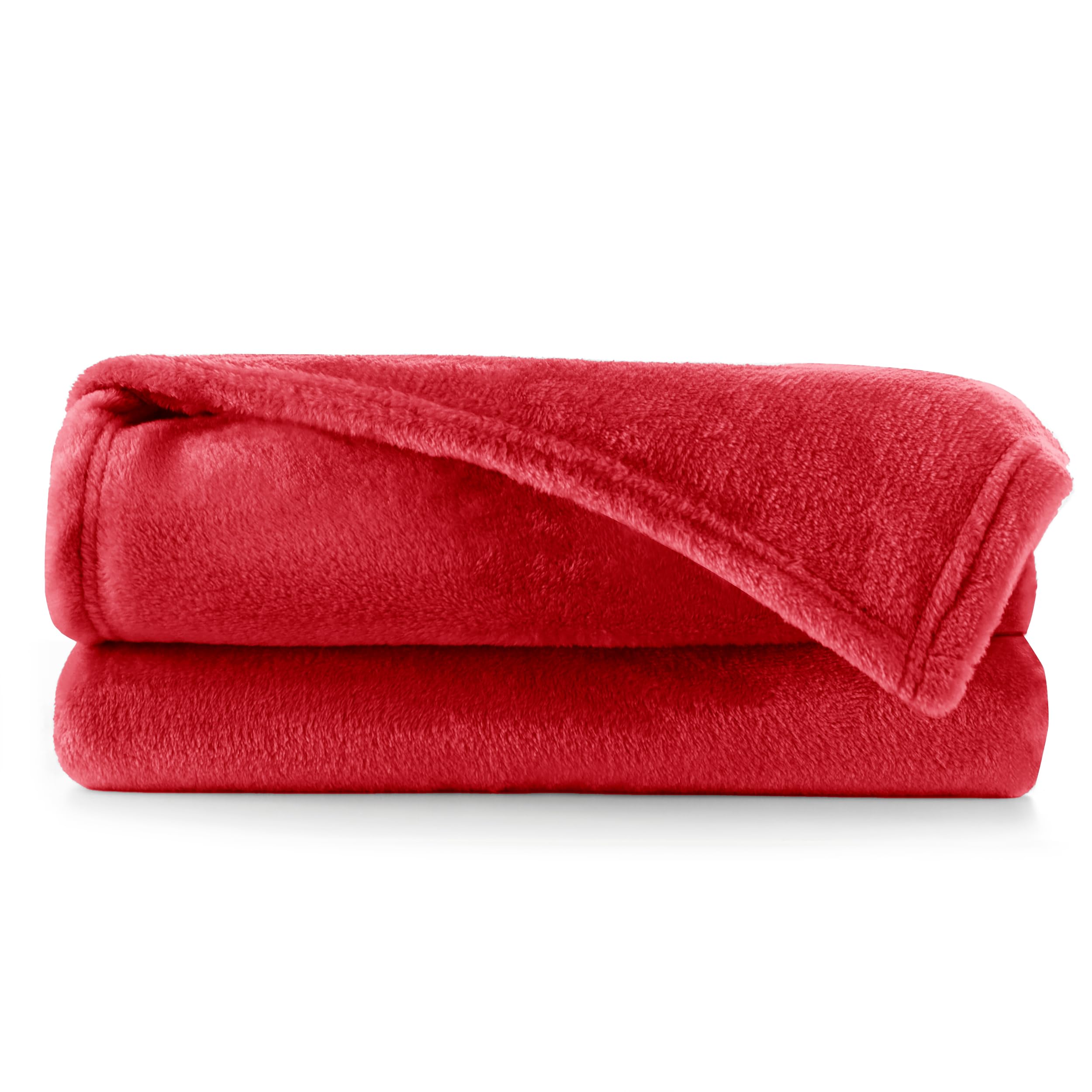 DecoKing Cuddly Blanket 160 x 210 cm Microfibre Bedspread Fleece Soft Cuddly Red Mic