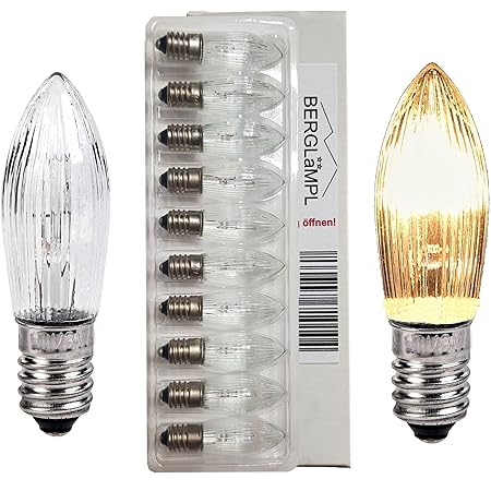 ShuoHui Spitzkerze E10 24V 1,14W - Riffelkerze Für Schwibbogen & Lichterketten