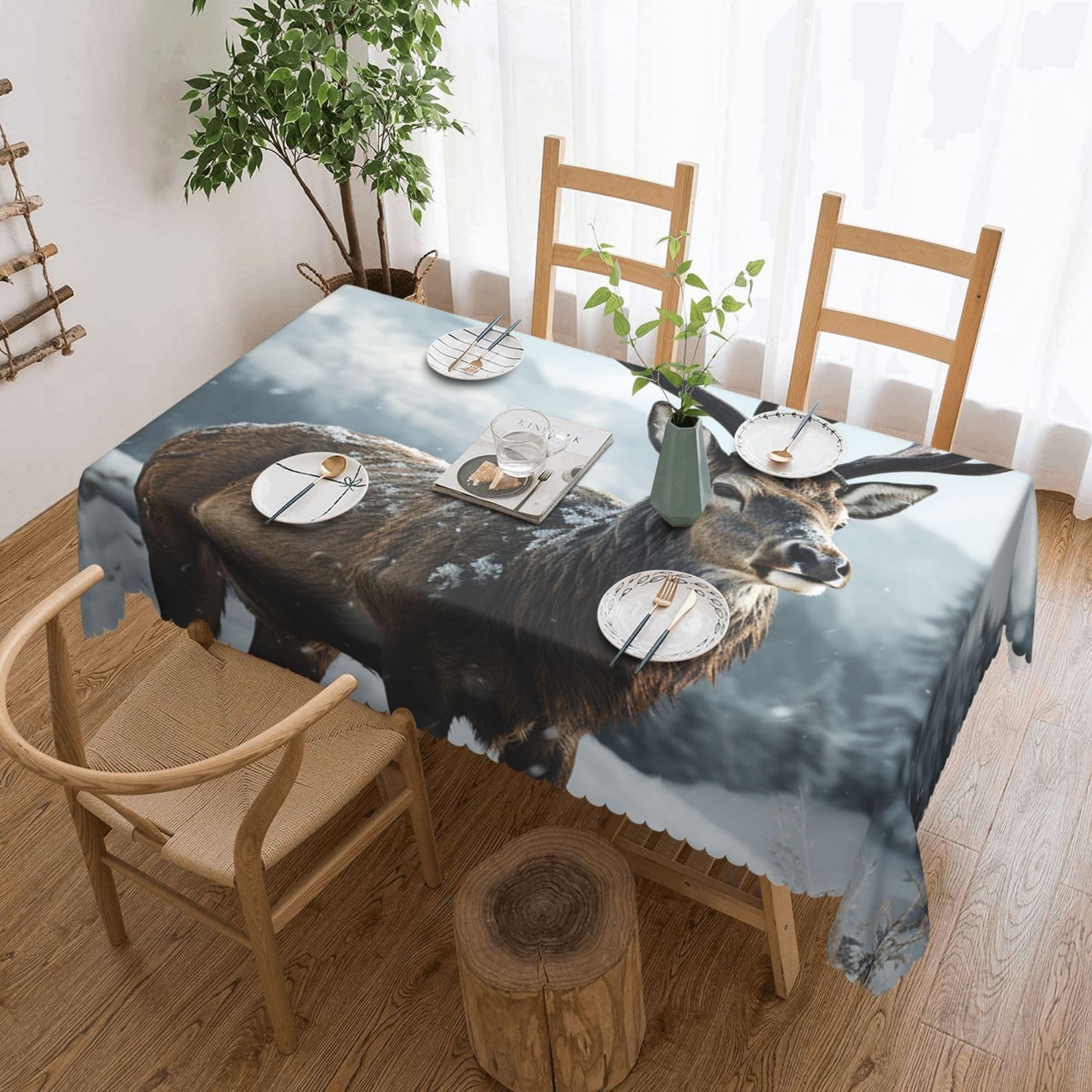 Tissu décoratif élan des neiges pour nappe cuisine et fête