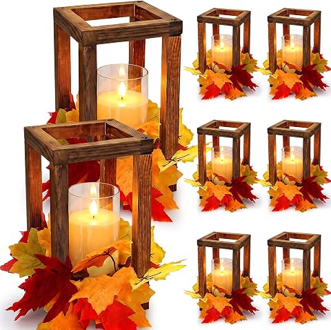18-Piece Wooden Fall Lantern Centerpiece Set