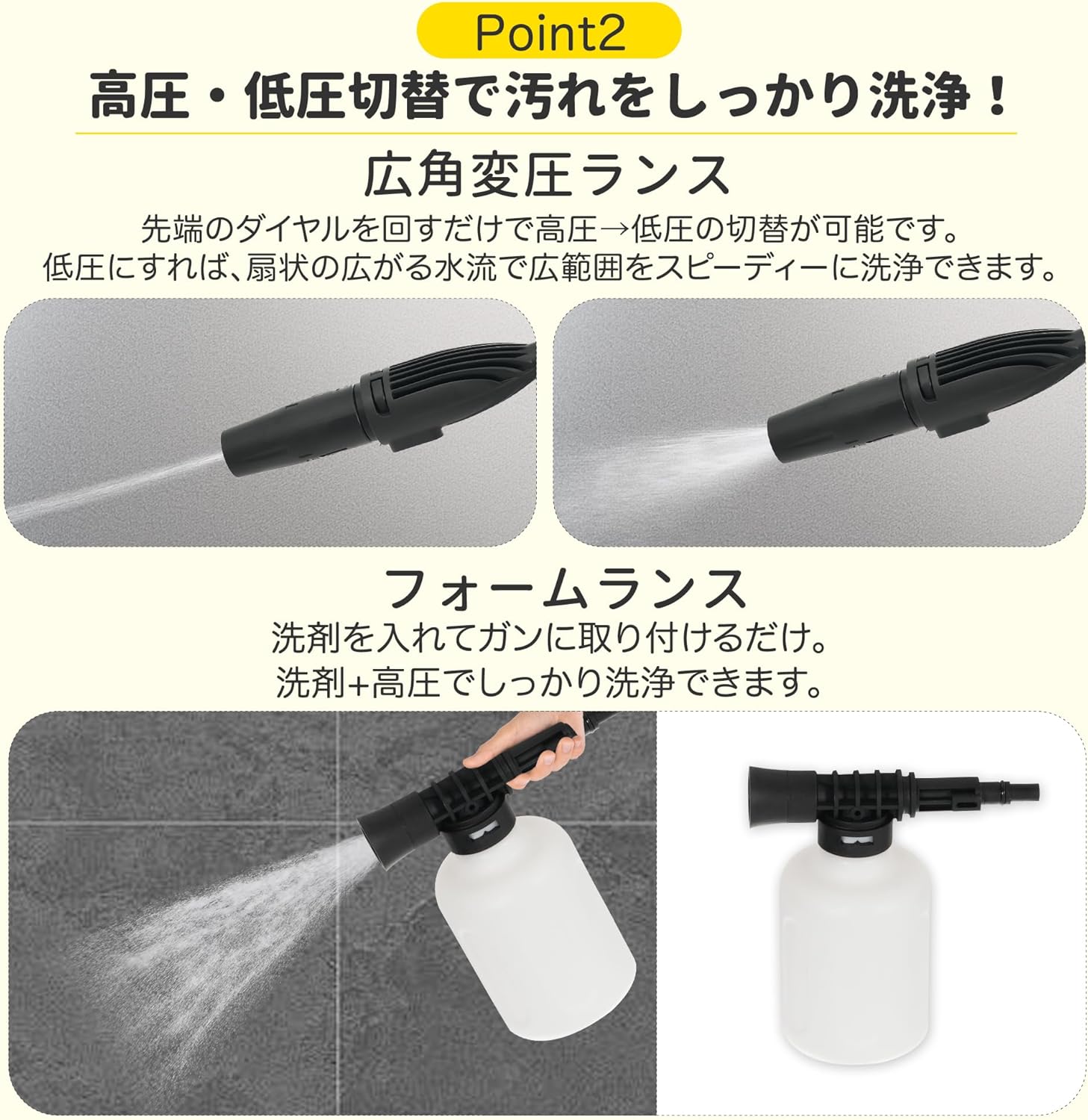 12MPa ミニ高圧洗車機 小型 低騒音 安全ロック機能搭載 無段階