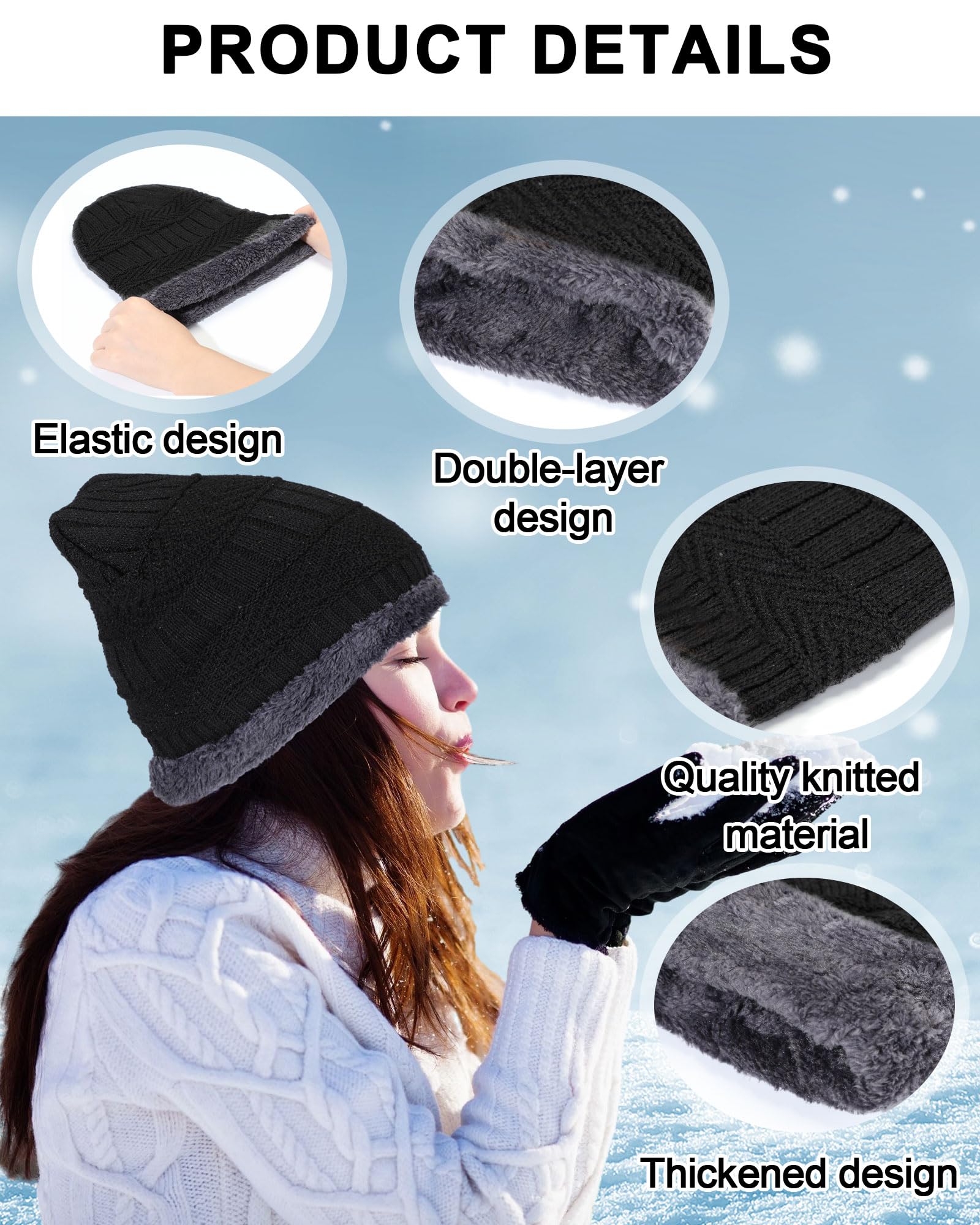 Geyoga 180 gorros de invierno a granel para hombres y mujeres, con forro polar, gorro cálido de punto para invierno (clásico), Clásico, Talla única