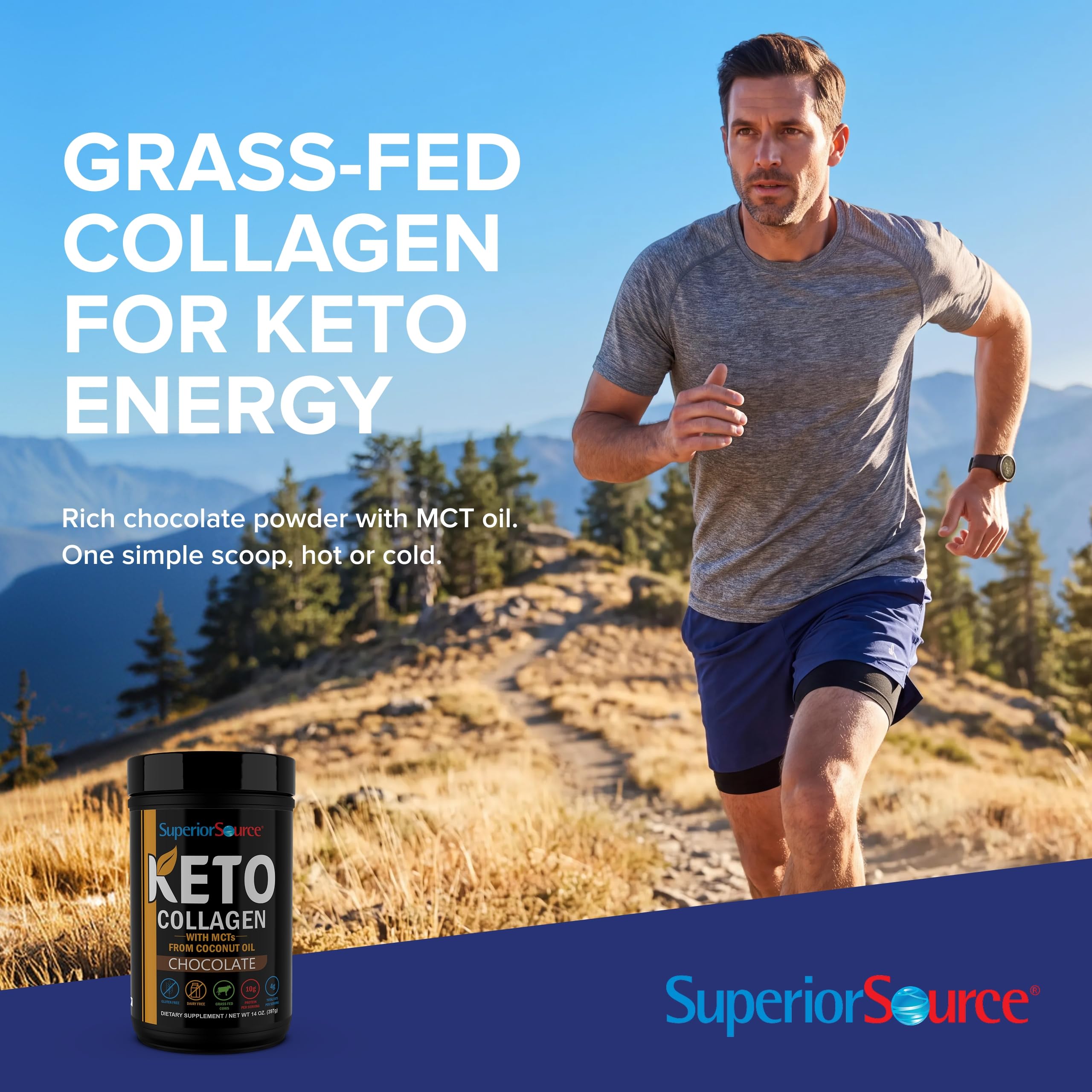 Superior Source Keto Collagen Protein Powder with MCT Oil, Chocolate, 14 oz — Amazon image 2