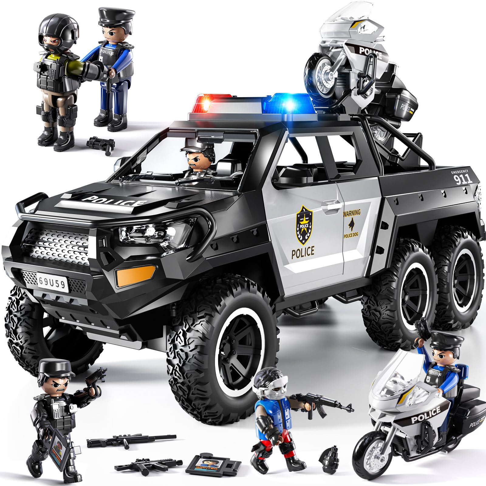 Lehoo Castle Toys For 2 3 4 5 Year Old Boy, Toddler Police Car Toys For Boys Girls With 4 Pull Back Cars, Kids Toy Cars For 2-5 Year Old, Birthday Gifts