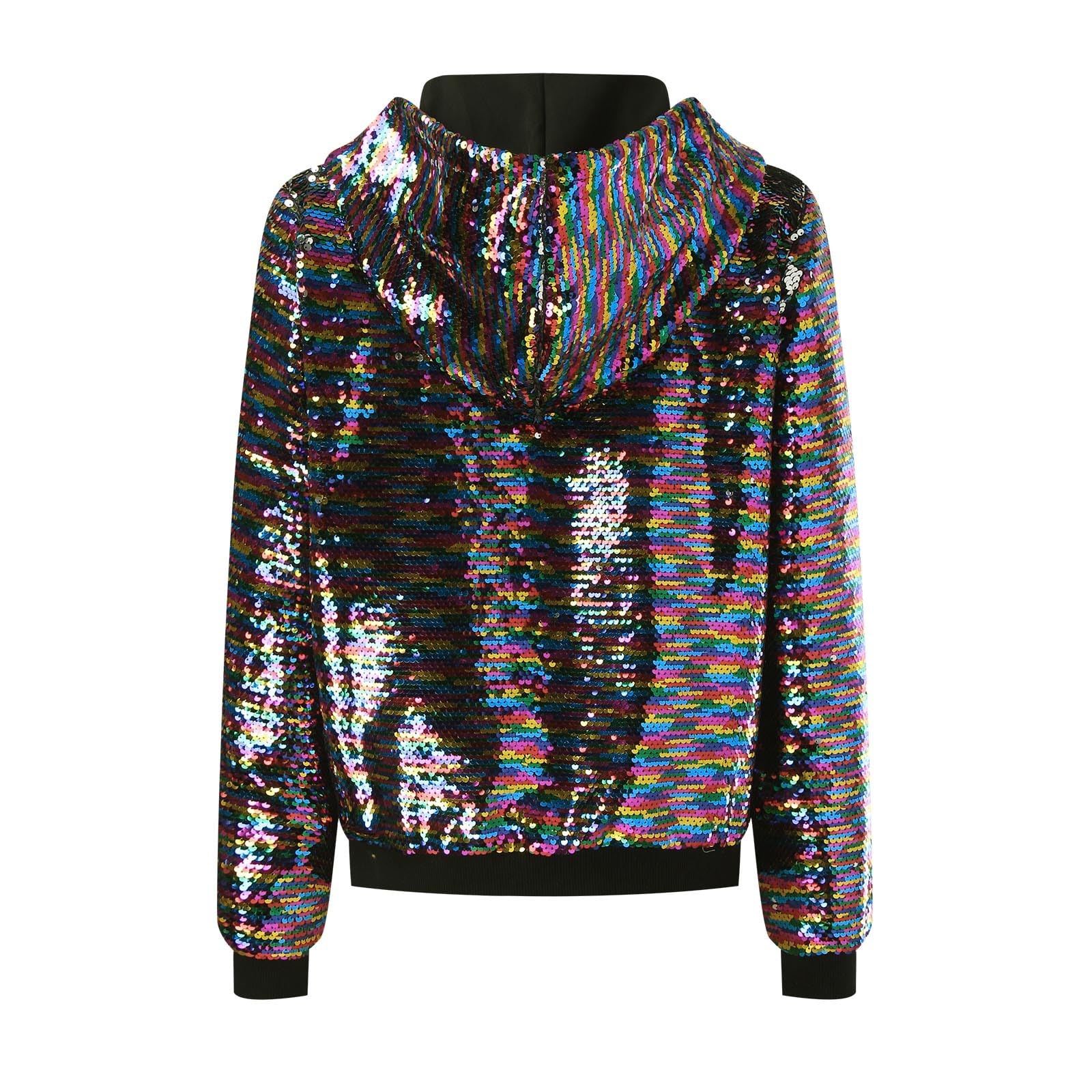 Chaqueta Mujer Invierno Chaqueta informal con lentejuelas para mujer abrigo elegante de manga larga ropa exterior ideal para y eventos nocturnos