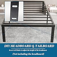 Vista 6 de Base de cama individual XL de 14 pulgadas, estructura de acero resistente, colchón de plataforma resistente, no necesita somier, marcos de cama