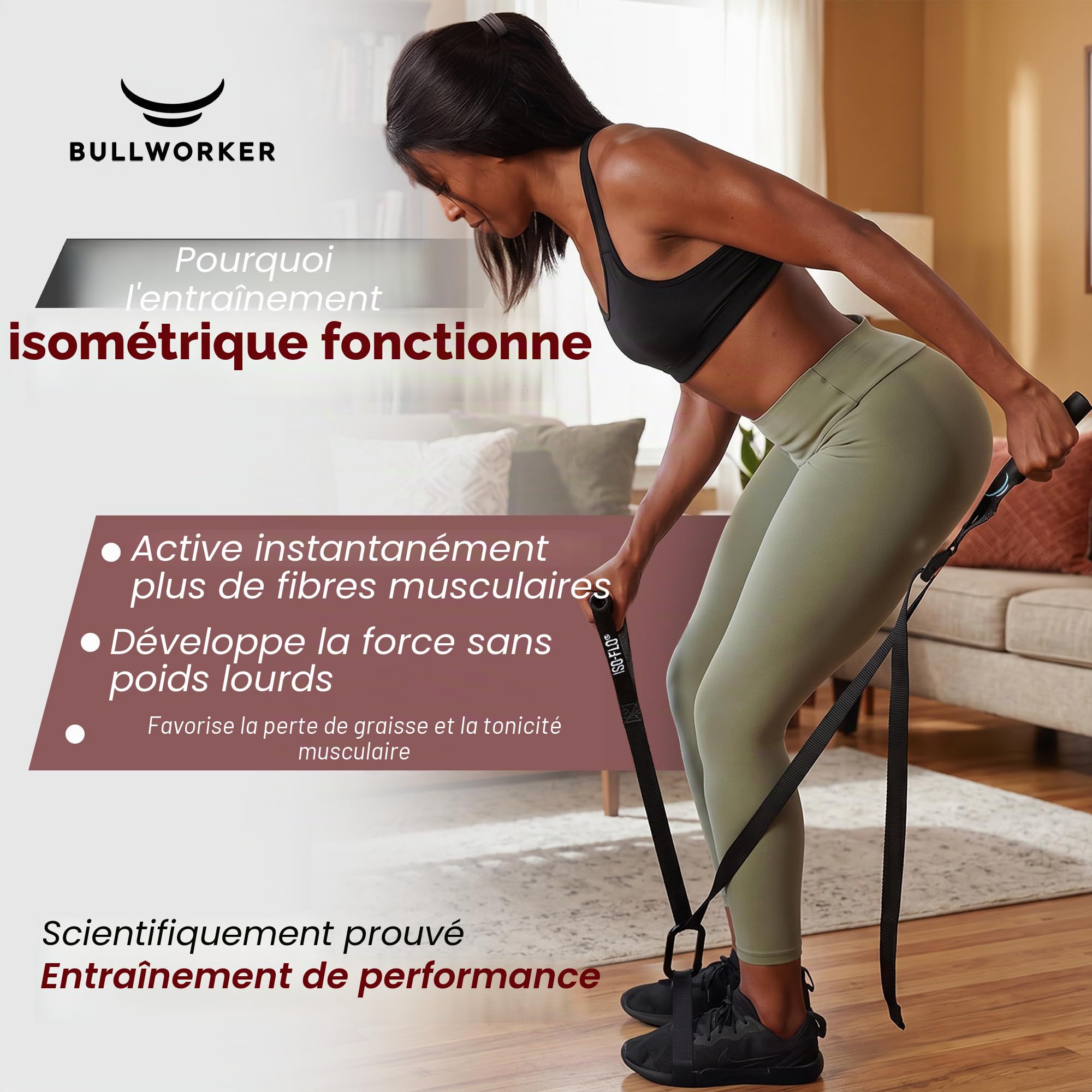 Bullworker ISO-FLO Sangles d'entraînement en Suspension - Appareil de Musculation Portable pour la Maison, idéal pour l'entraînement Complet du Corps, Exercices isométriques et Bandes de résistance