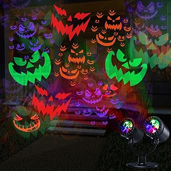 Toodour Halloween Projector Lights Outdoor, Double Head Dynamic Halloween Lights Projector with Timer, Waterproof Devil Face Indoor Outdoor Decorations Light