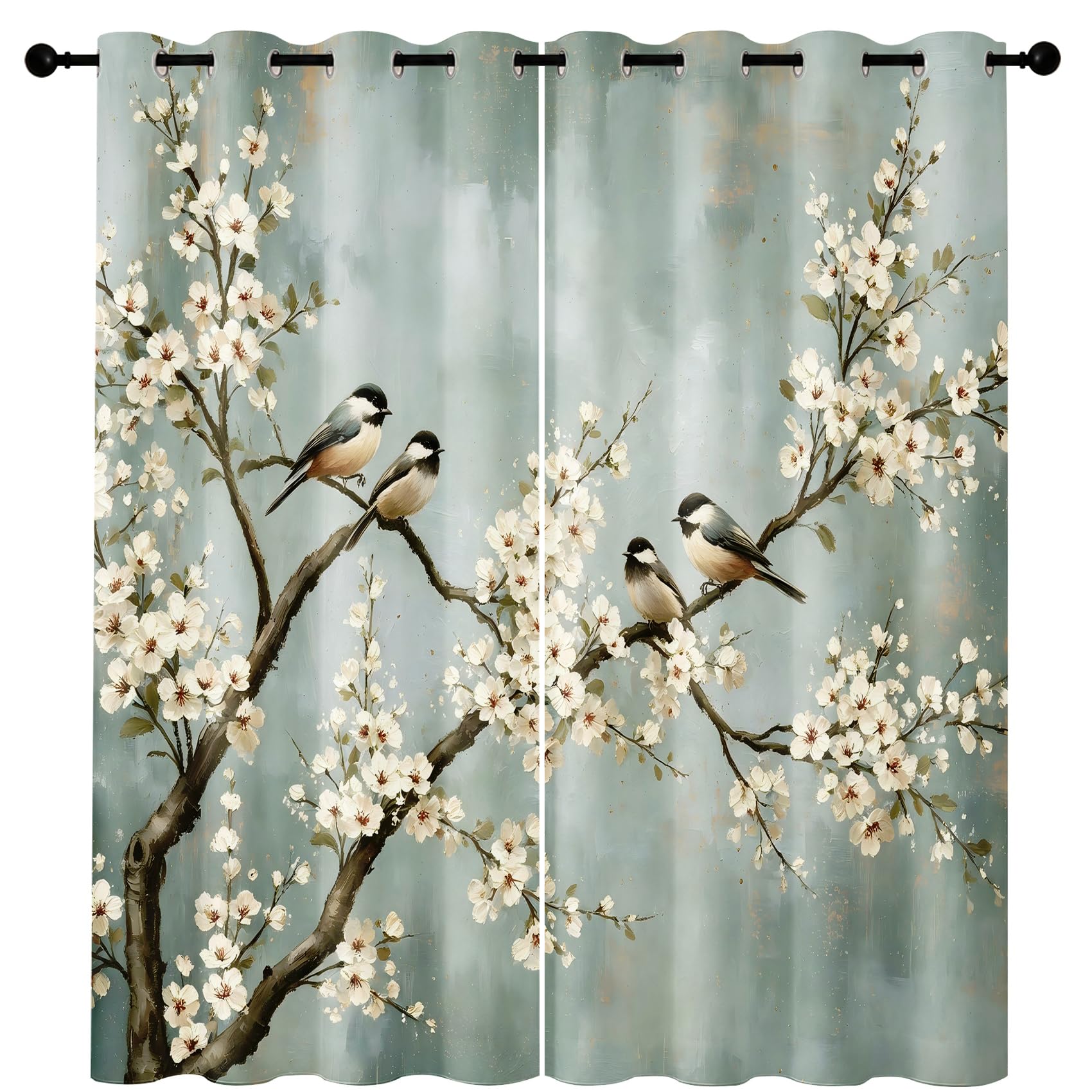 Generisch Rustikale Blumen Vogel Verdunkelungsvorhänge Schlafzimmer 2er Set
