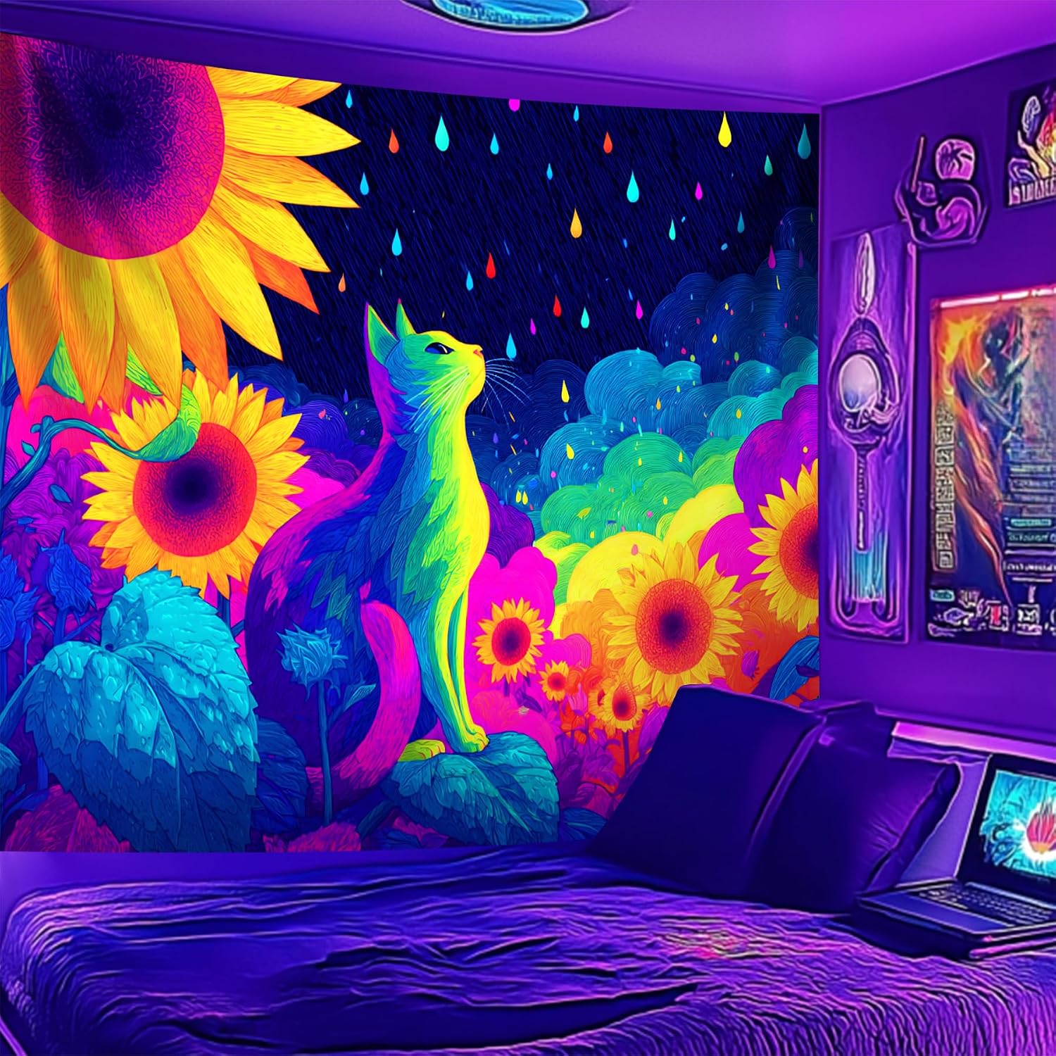 NYZE Animal Tapestry Blacklight UV Reactive Tapestries Glow in the Dark Black Light Wall Hanging Ultra HD Wall Art for Bedroom Dorm Living Room Decor 79X59in