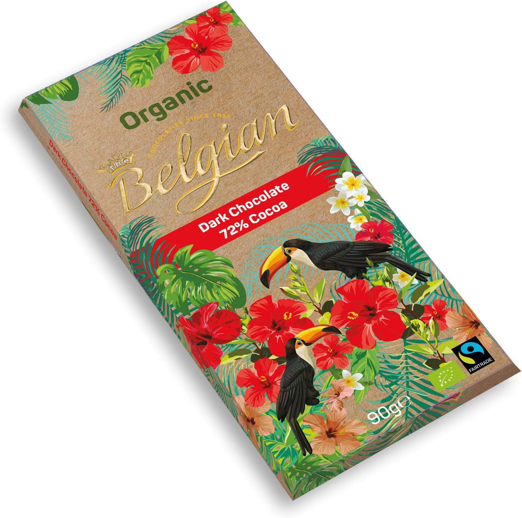 Belgian Organic Dark Chocolate 72% Cocoa Bar, 90g