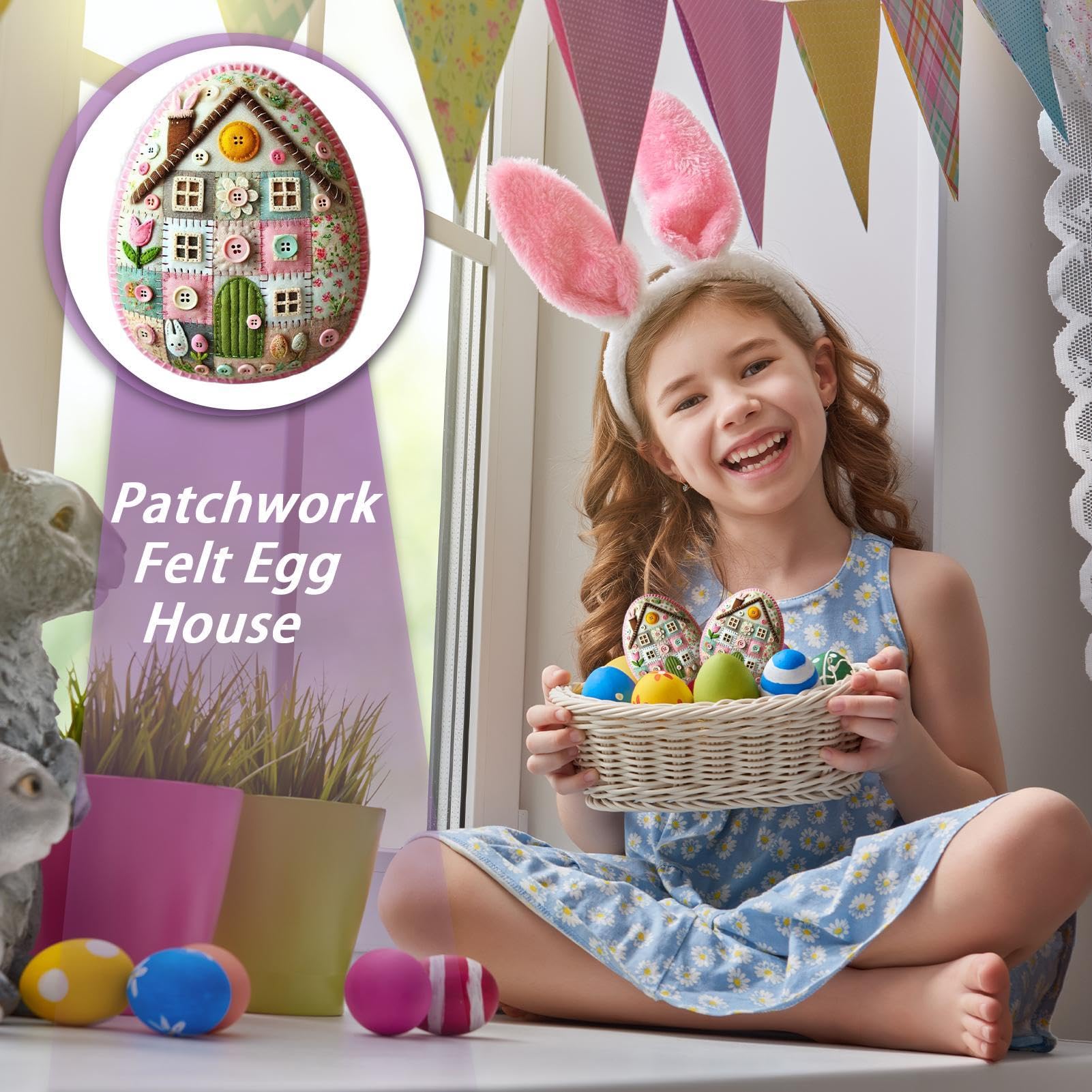 Kit DIY Maison D'œufs En Feutre Pour Pâques - Avec Poussin, Décorations, Activité Créative Famille - 8