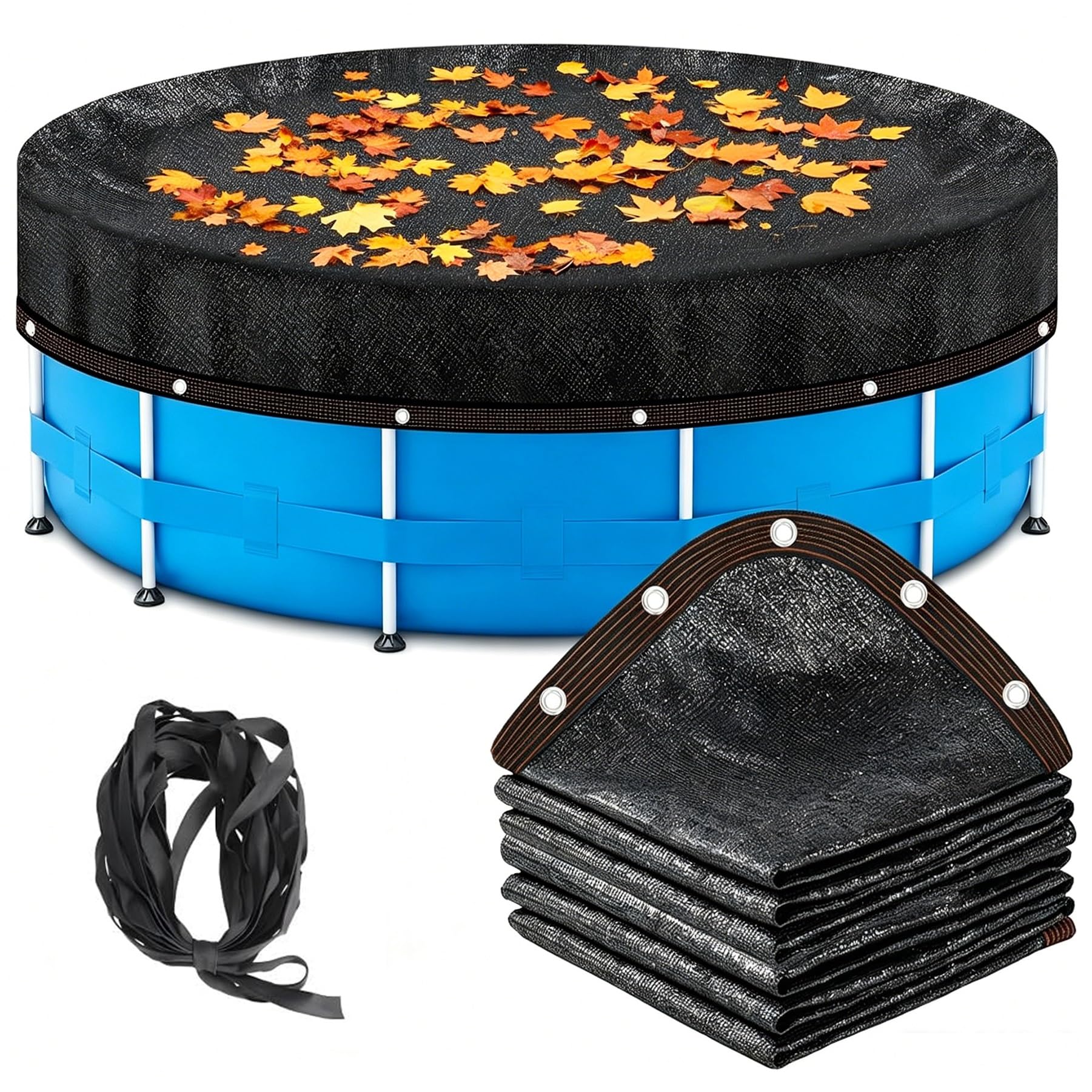 Red para Hojas para Piscin Red Redondas Negra Reds para Hojas Piscina 6.5m - Cubierta con Malla Fina Piscinas Impermeable,UV-Resistente & Protege De Hojas,Insectos Y Suciedad